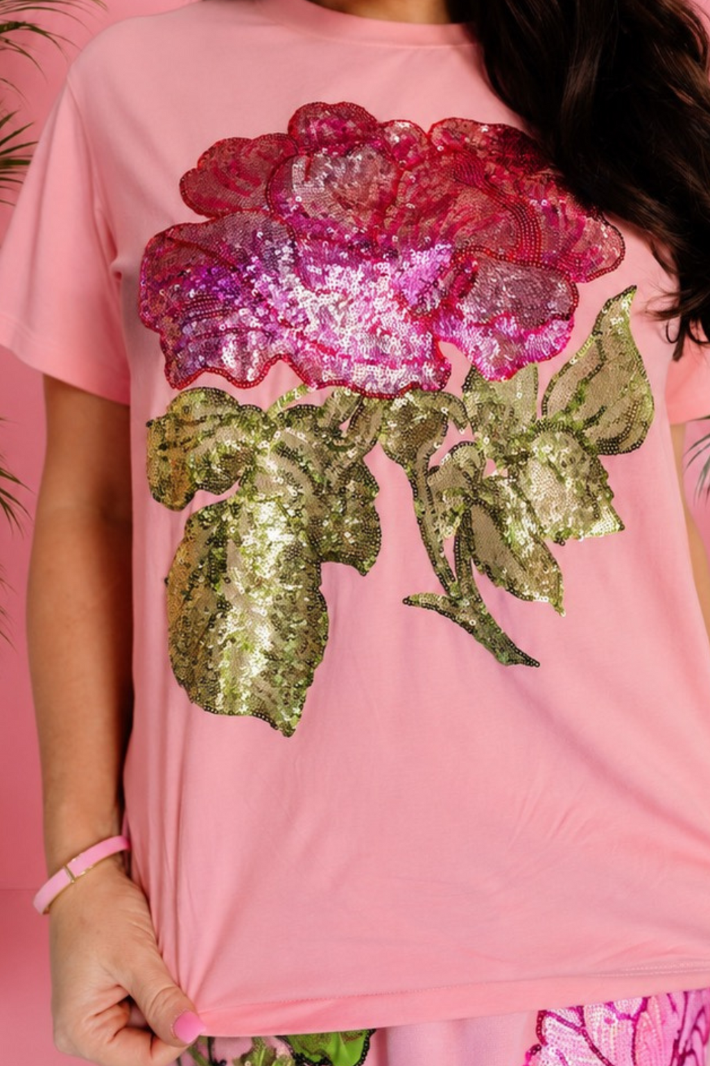 Pink Peony Sparkle Tee