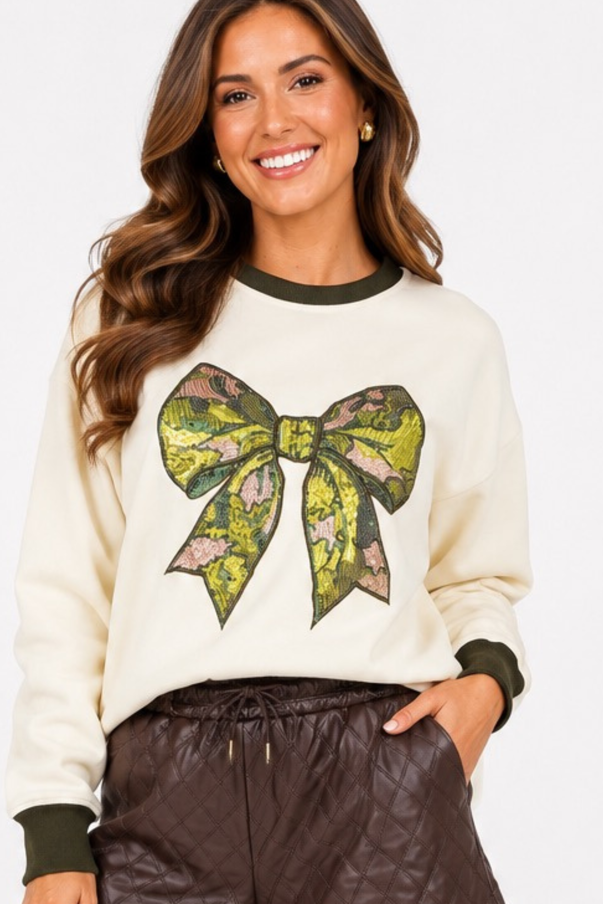 Sequin Camo Bow Sweatshirt