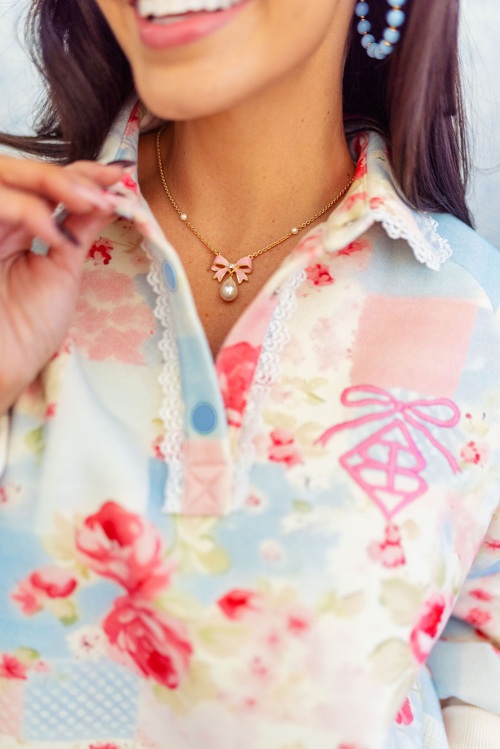 Pretty Pink Bow Necklace