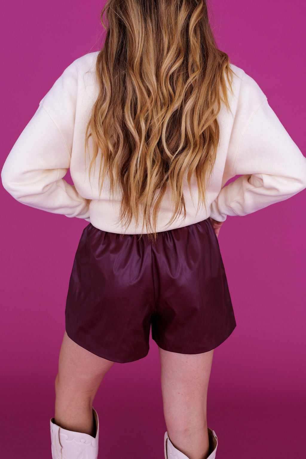 Burgundy Vegan Leather Shorts