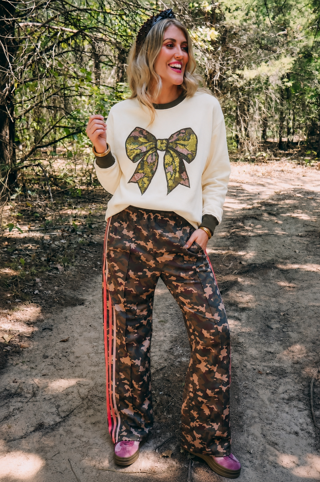 Sequin Camo Bow Sweatshirt